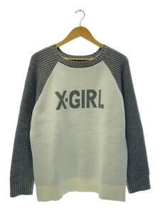 X-girl◆22AW/RAGLANKNITTOP/セーター(厚手)/コットン/GRY/105223015001/着用感有