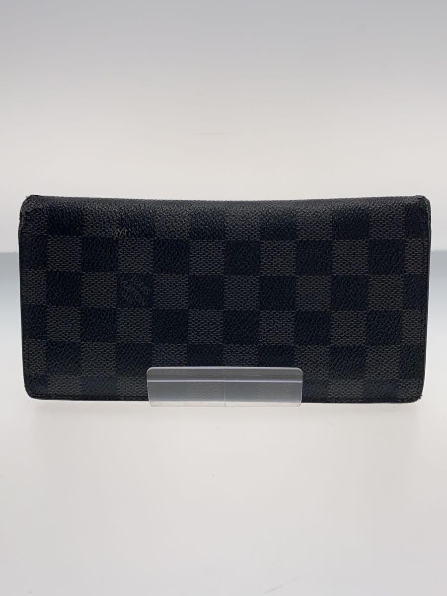LOUIS VUITTON◆ポルト・フォイユ・ブラザ_ダミエ・グラフィット_BLK/PVC/N62665/長財布