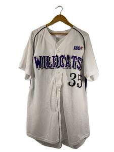 USA製/WILDCATS/半袖シャツ/XL/ナイロン/WHT/シミ有