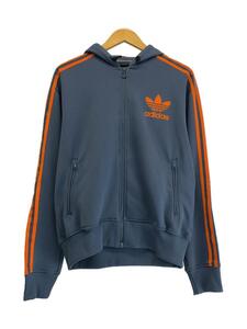 adidas◆ジップパーカー/L/ポリエステル/BLU/773459/万国旗タグ