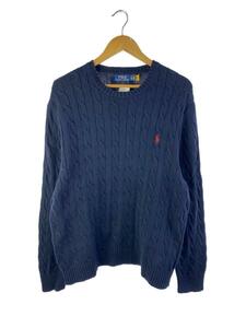 POLO RALPH LAUREN◆セーター(薄手)/XL/コットン/ネイビー/ニット/ホースマーク