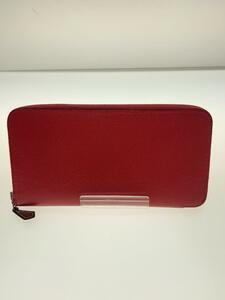 HERMES◆アザップ/シルクイン/長財布/レザー/RED/レディース/コインケース汚れ有/角スレ微