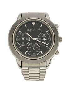 agnes b.◆クォーツ腕時計/アナログ/ステンレス/ブラック/シルバー/V654-6100