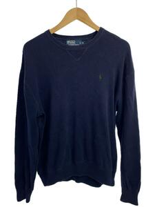 POLO RALPH LAUREN◆セーター(薄手)/M/コットン/ネイビー/無地/MNBLSWEM3P00030/使用感有り