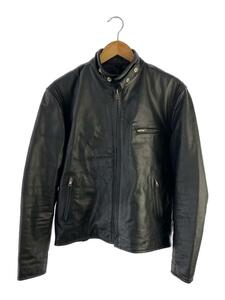 HORN WORKS* single rider's jacket /L/ leather /BLK