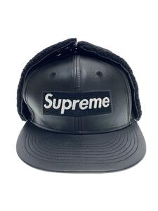 Supreme◆22AW/leather earflap logo new era/キャップ/7 3/8/レザー/ブラック