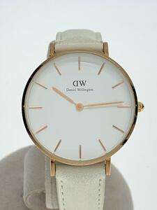 Daniel Wellington◆クォーツ腕時計/アナログ/レザー/WHT/WHT/SS/DW00100189/※ベルト汚れ有