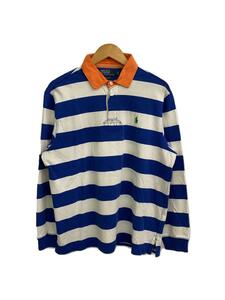 POLO RALPH LAUREN◆ラガーシャツ/L/コットン/BLU/ボーダー