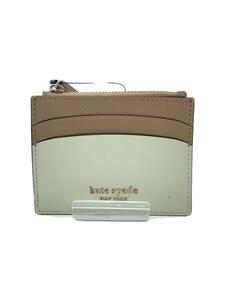 kate spade new york◆カードケース/コインケース/レザー/WHT/ベージュ/無地/レディース