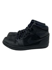 NIKE◆AIR JORDAN 1 MID/エアジョーダンミッド/ブラック/554724-011/27.5cm/BLK