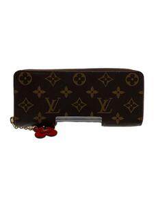 LOUIS VUITTON◆ポルト・フォイユ・クレマンス_モノグラム・キャンバス_フラワーチャーム_BRW_コクリコ/PVC/BRW/レディ