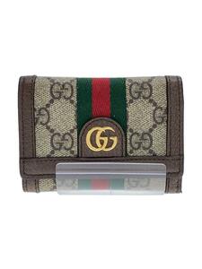 GUCCI◆3つ折り財布_オフィディア_GGスプリーム/-/BRW/メンズ