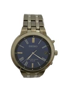 SEIKO◆ソーラー腕時計/アナログ/NVY/SLV/SS/7B52-0AH0