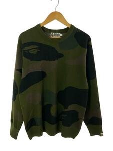 A BATHING APE◆GIANT 1ST CAMO WIDE FIT KNIT/毛羽立ち有/L/アクリル/GRN/カモフラ