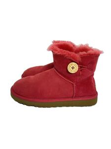 UGG australia◆W MINI BAILEY BUTTON/ショートブーツ/24cm/レッド/スウェード/3352