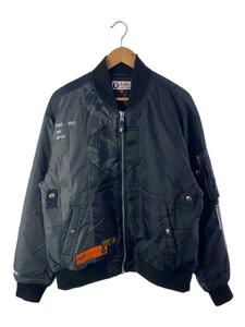 AAPE BY A BATHING APE◆CAMO BOMBER JACKET/L/ナイロン/BLK/AAPJKM7400XXF/リブ部分毛玉有