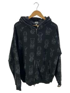 A BATHING APE◆ジップパーカー/XL/コットン/BLK/総柄/×DC