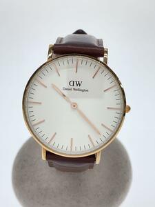 Daniel Wellington◆クォーツ腕時計/アナログ/レザー/WHT/BRW/0507DW