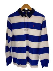 POLO RALPH LAUREN◆ラガーシャツ/ポロシャツ/XL/コットン/BLU/ボーダー