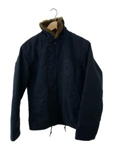 ALPHA INDUSTRIES◆デッキジャケット/M/コットン/NVY/無地/0134504/使用感有/ZIP周辺変色有