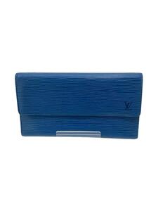 LOUIS VUITTON◆エピポシェットポルトモネクレディ/長財布/レザー/BLU/レディース/M63565/CA0215/スレ