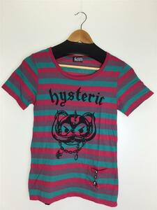 HYSTERIC GLAMOUR◆Tシャツ/FREE/コットン/マルチカラー/ストライプ/01181CT14/BEAR HEAD プリントポケ付T