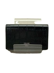 CELINE◆クロコ柄型押6連キーケース/-/BLK/アニマル/メンズ