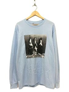 PHOTO LONG TEE-SAXE/WAX/長袖Tシャツ/L/コットン/ブルー/プリント/WX-0289