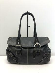 COACH◆フラップサッチェル/ショルダーバッグ/レザー/BLK/9636