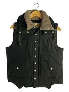 SUGAR CANE◆PADDING VEST/中綿ベスト/M/コットン/ブラック/無地/フード着脱/ヨーク/SC13068