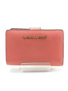 MICHAEL KORS◆マイケルコース/2つ折り財布/レザー/PNK/無地/レディース