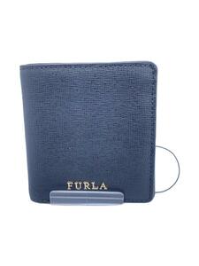 FURLA◆2つ折り財布/レザー/BLK/無地/レディース