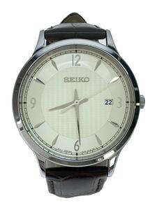 SEIKO◆クラシックシリーズ/クォーツ腕時計/アナログ/レザー/WHT/BRW/7N42-0GJ0