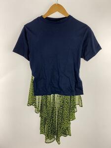 MIHARA YASUHIRO◆Tシャツ/36/コットン/NVY/E00PO531/FLOWER PT BACK FLARE