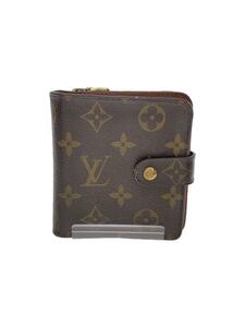 LOUIS VUITTON◆コンパクト・ジップ_モノグラム・キャンバス_BRW/PVC/BRW/モノグラム/レディース