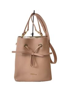 FURLA◆巾着バッグ/レザー/PNK/無地/8050597014210