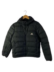 adidas◆HELIONIC HOODED JACKET/ダウンジャケット/M/ポリエステル/BLK/無地/BQ2001