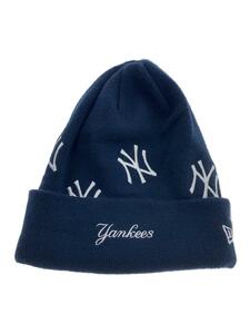 NEW ERA◆New York Yankees/ニットキャップ/アクリル/ロゴ総柄/メンズ