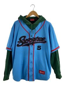 Supreme◆22SS/Baseball Jersey Hooded Sweatshirt/パーカー/L/コットン/BLU
