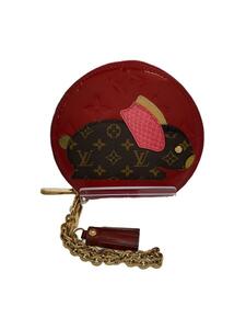 LOUIS VUITTON◆ポルト・モネ・ラパン_モノグラム・ヴェルニ_RED/エナメル/RED/モノグラム/レディース