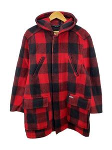 Woolrich◆90s/バッファローチェックフードジャケット/M/ウール/RED/チェック/UWG03F