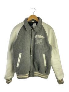 STUSSY◆スタジャン/L/ウール/GRY