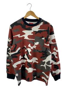 Supreme◆18AW/L/S Pocket Tee Red Camo/長袖Tシャツ/M/コットン/RED/カモフラ