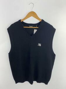 X-LARGE◆ニットベスト(厚手)/L/コットン/BLK/101233015001