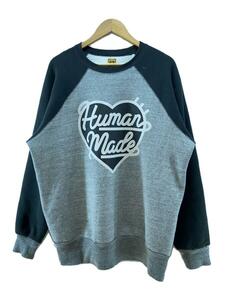 HUMAN MADE◆スウェット/XXL/コットン/GRY/無地/HEART RAGRAN SWEATSHIRT