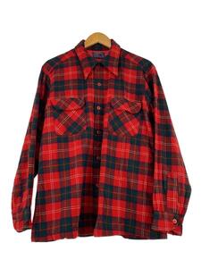 PENDLETON◆70s/長袖シャツ/USA製/L/ウール/RED/チェック