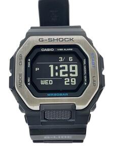 CASIO◆クォーツ腕時計_G-SHOCK/デジタル/レザー/BLK/BLK/SS