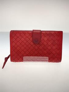 BOTTEGA VENETA◆2つ折り財布/レザー/RED/無地/レディース/121060