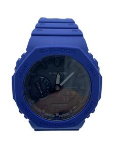 CASIO◆G-SHOCK/クォーツ腕時計/デジアナ/ラバー/BLK/NVY/SS/GA-2100-2ADR