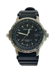 ALBA◆クォーツ腕時計/アナログ/ラバー/ブラック/シルバー/V732-0040/フィールドギア